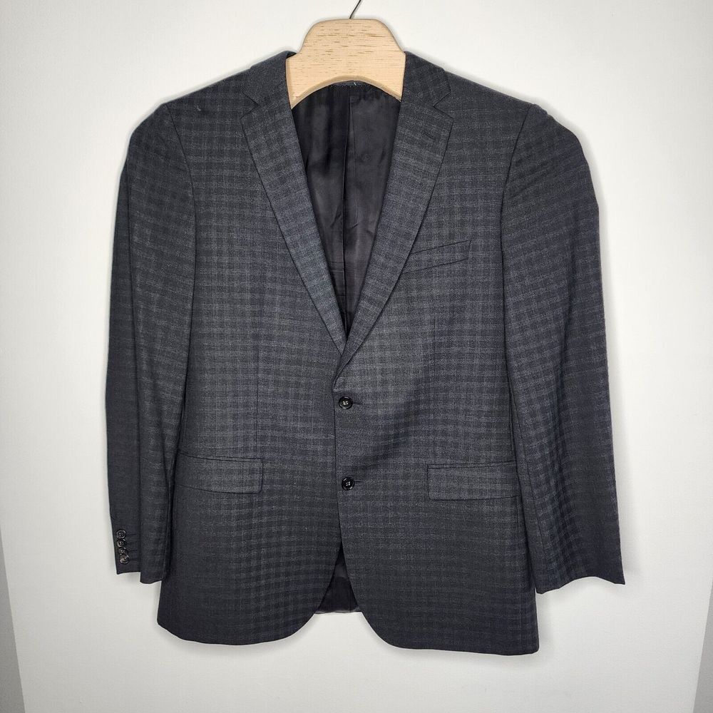Hugo Boss Blazer Mens Size 44L‎ Gray REDA Itlalian Wool Two Button READ